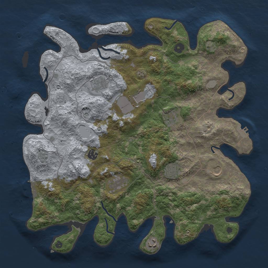 Rust Map: Procedural Map, Size: 4000, Seed: 691457, 18 Monuments