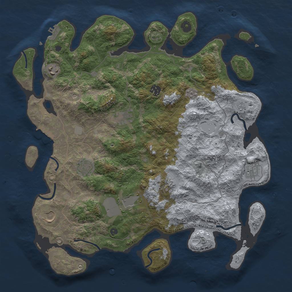 Rust Map: Procedural Map, Size: 4000, Seed: 554306, 18 Monuments