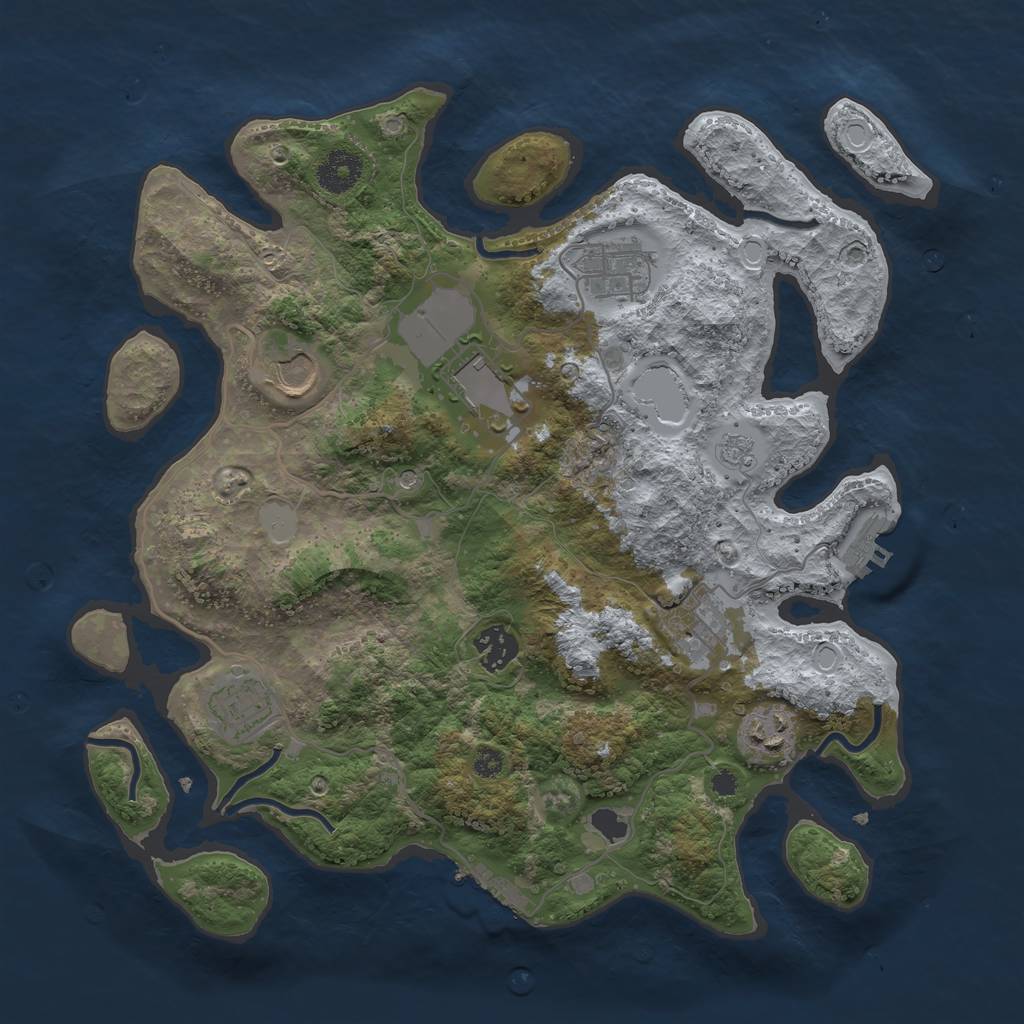 Rust Map: Procedural Map, Size: 3500, Seed: 1378355912, 16 Monuments