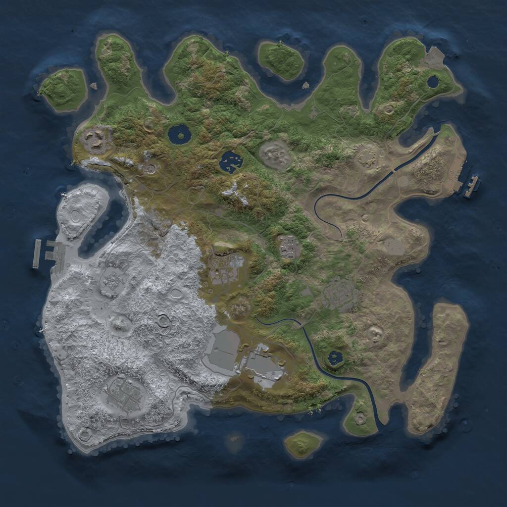 Rust Map: Procedural Map, Size: 3500, Seed: 1525353136, 13 Monuments