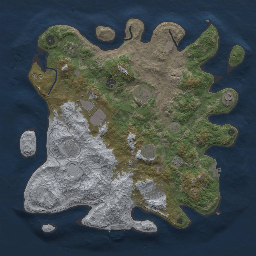 Rust Map: Procedural Map, Size: 4000, Seed: 830800, 18 Monuments