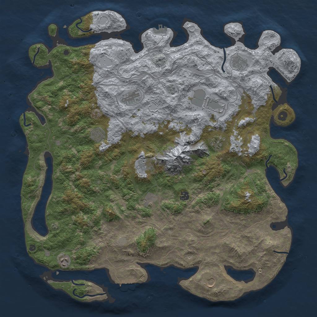 Rust Map: Procedural Map, Size: 5000, Seed: 5000124, 20 Monuments