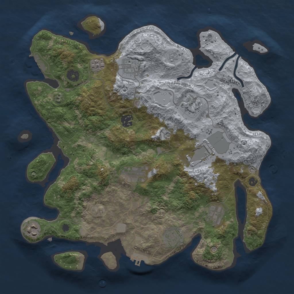 Rust Map: Procedural Map, Size: 3500, Seed: 578411235, 18 Monuments