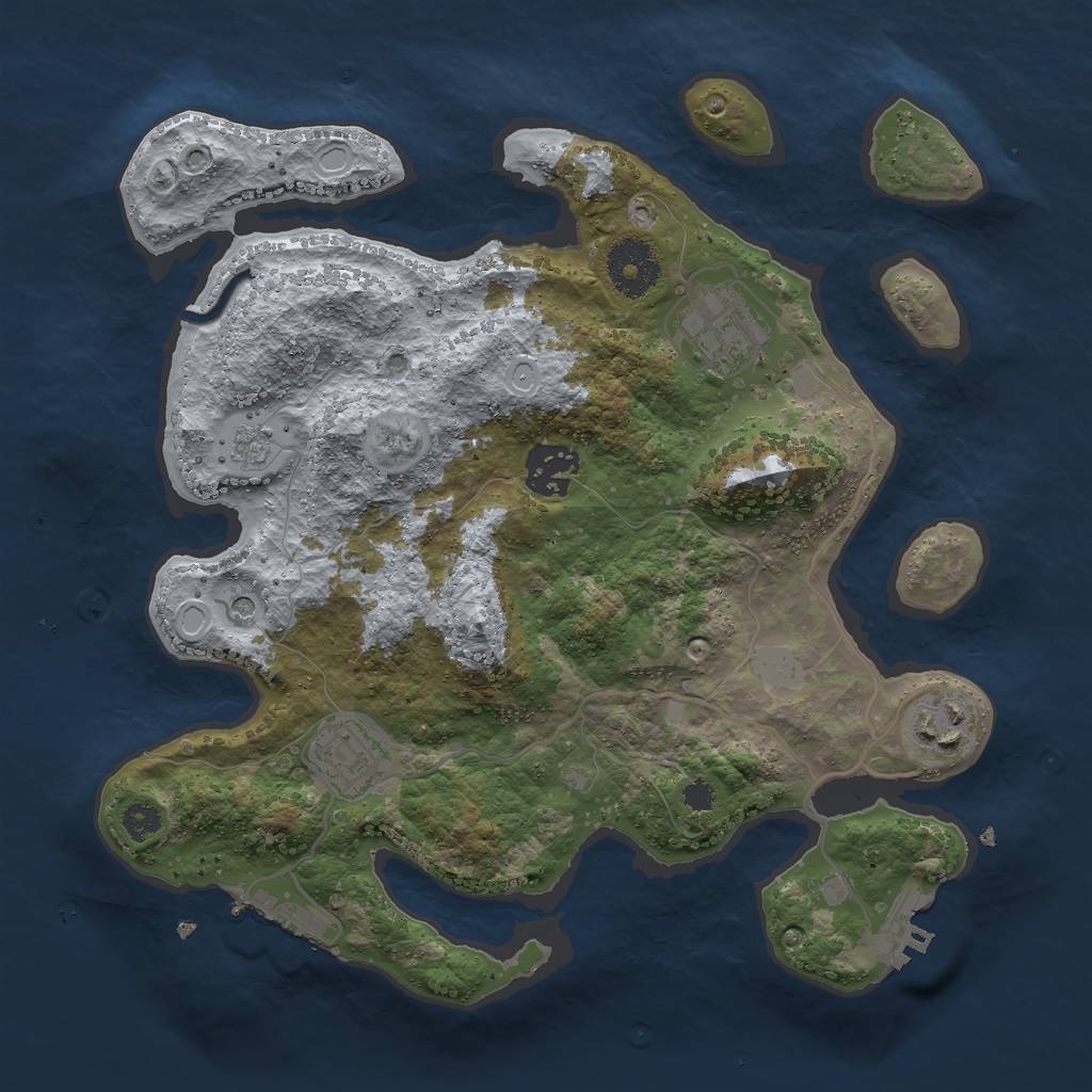 Rust Map: Procedural Map, Size: 3000, Seed: 265644, 13 Monuments