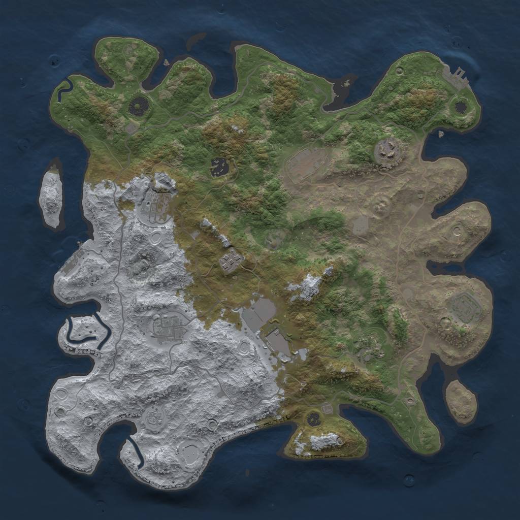 Rust Map: Procedural Map, Size: 4000, Seed: 946998, 18 Monuments