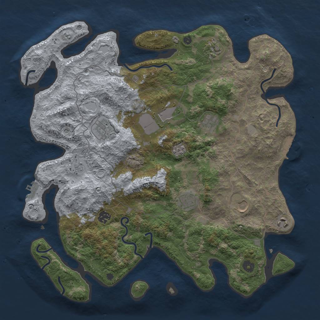 Rust Map: Procedural Map, Size: 4000, Seed: 842148, 18 Monuments