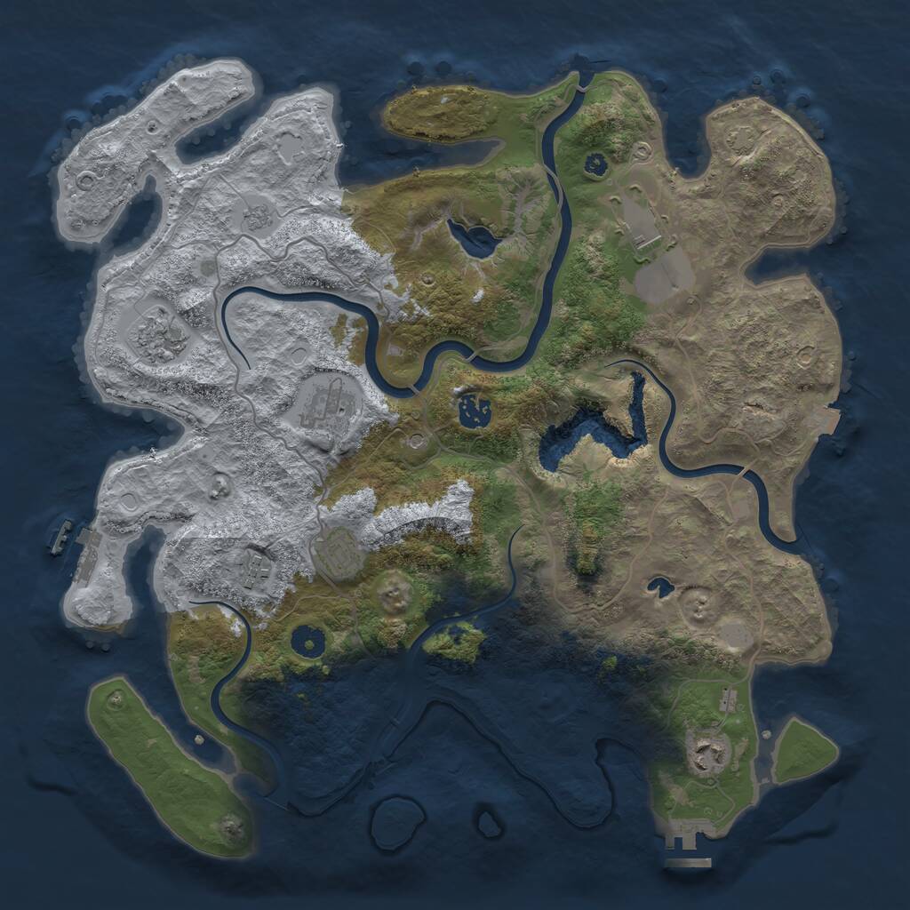 Rust Map: Procedural Map, Size: 4000, Seed: 842148, 13 Monuments