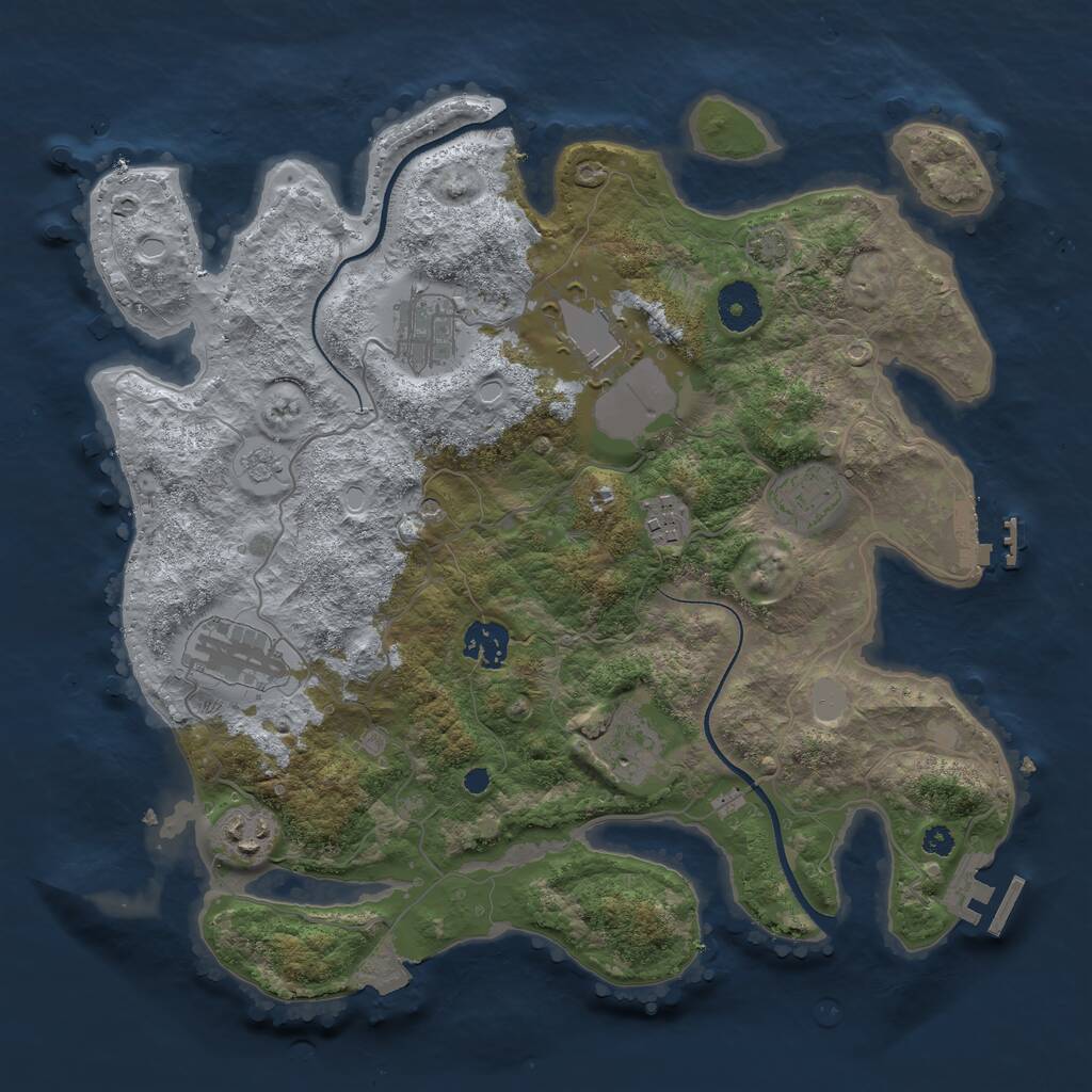 Rust Map: Procedural Map, Size: 3500, Seed: 1977671761, 14 Monuments
