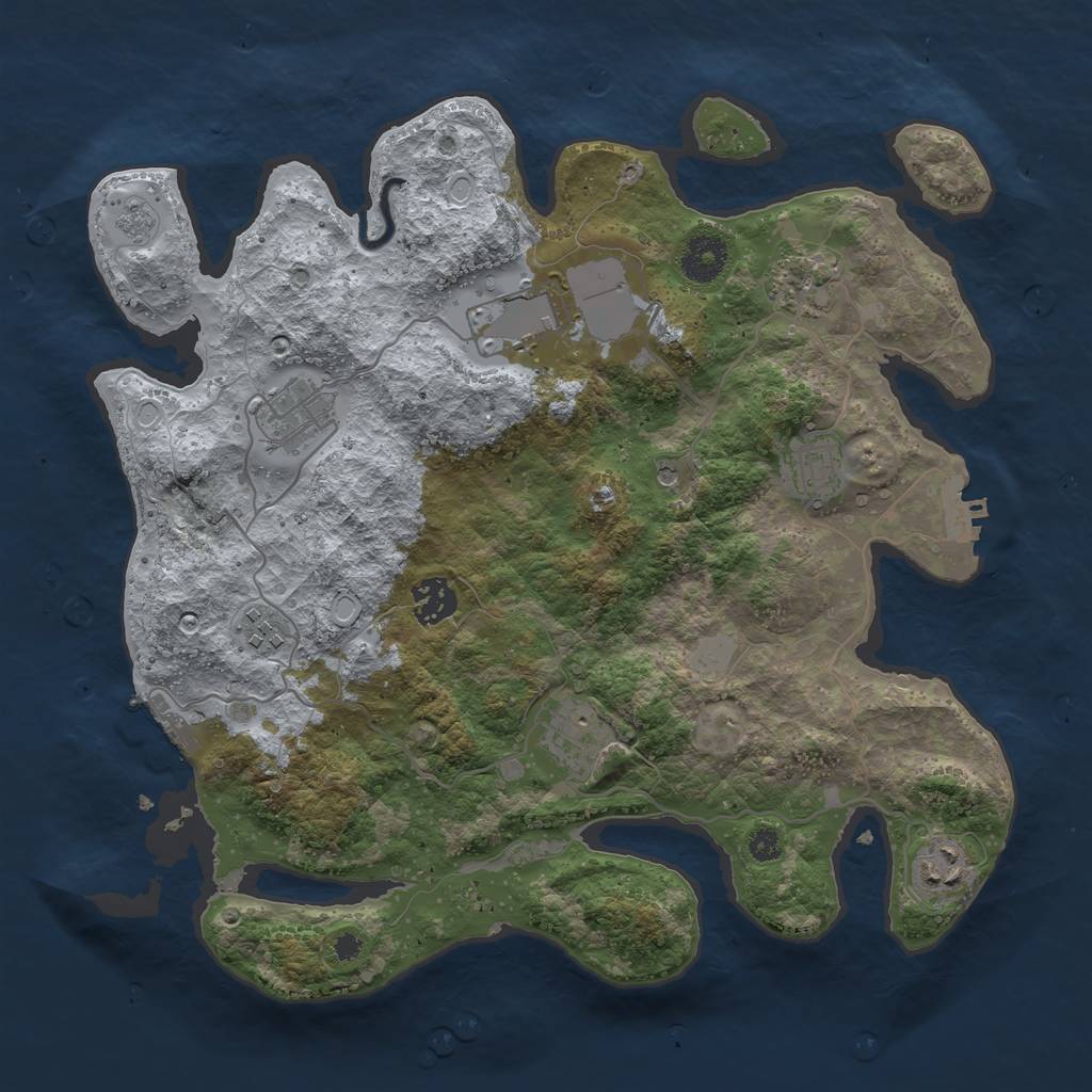 Rust Map: Procedural Map, Size: 3500, Seed: 1977671761, 17 Monuments