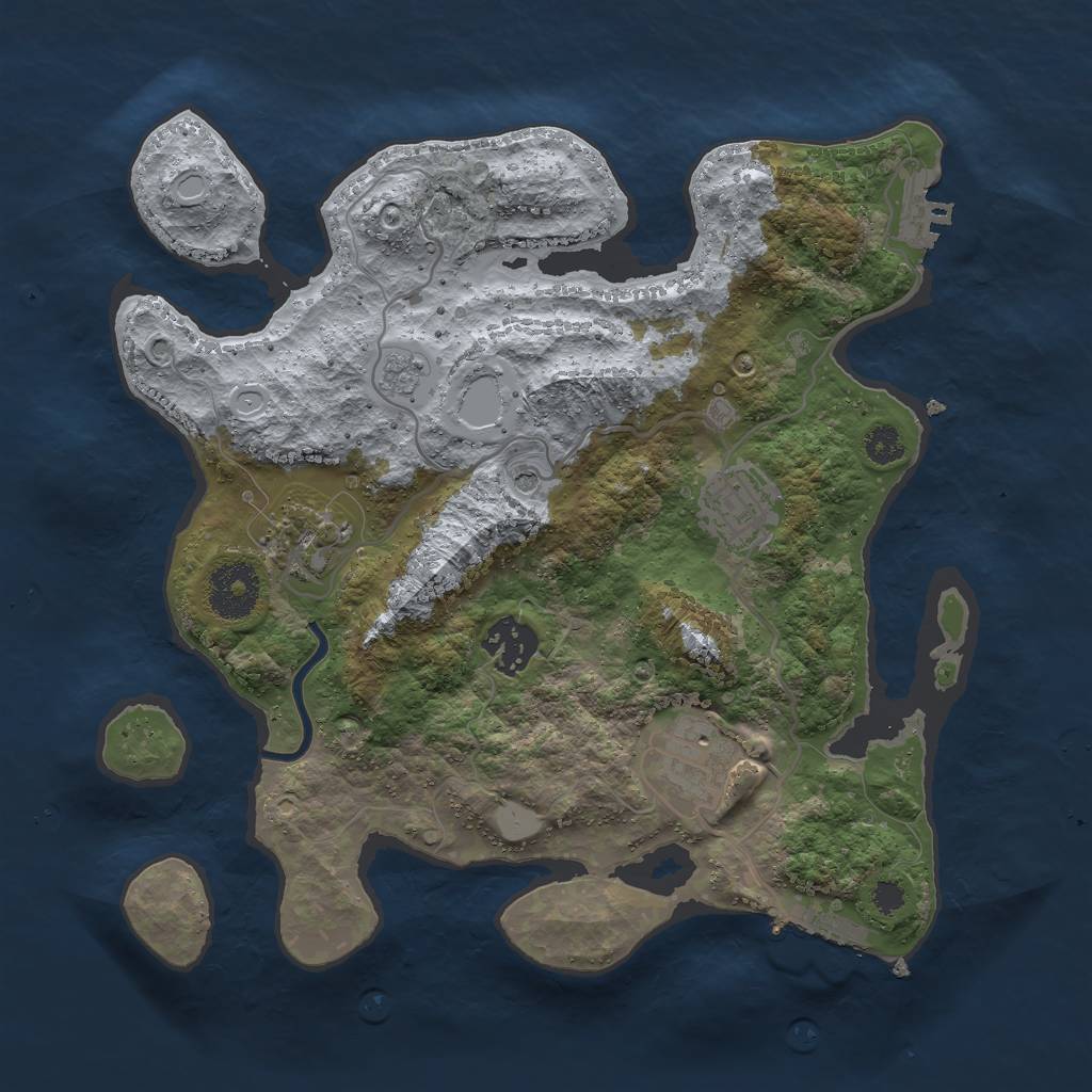 Rust Map: Procedural Map, Size: 3000, Seed: 393025477, 13 Monuments