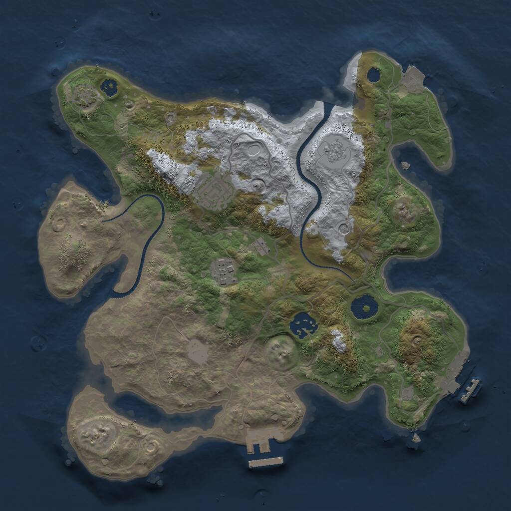 Rust Map: Procedural Map, Size: 3000, Seed: 105818, 9 Monuments