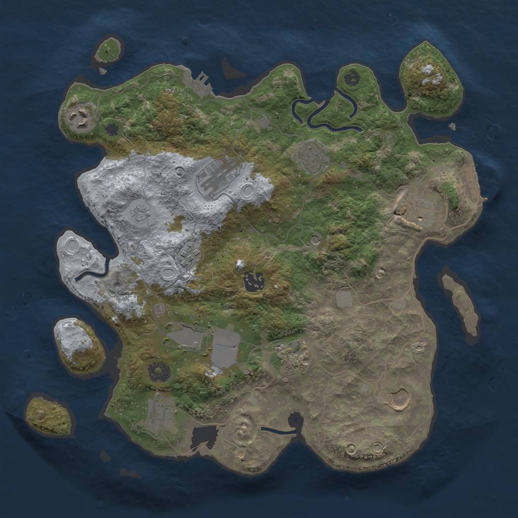 Rust Map: Procedural Map, Size: 3500, Seed: 3816, 19 Monuments