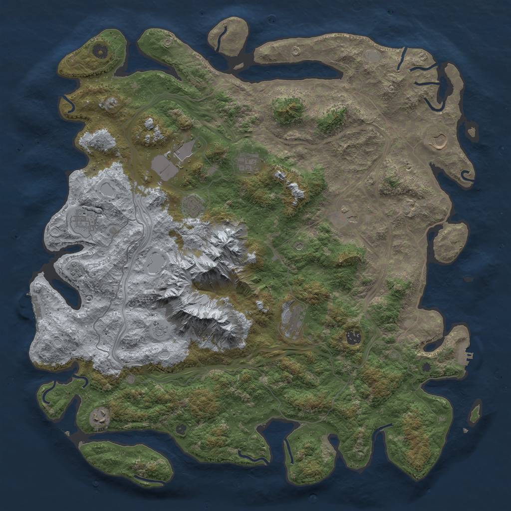 Rust Map: Procedural Map, Size: 5000, Seed: 92742192, 19 Monuments