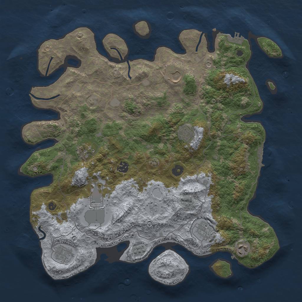 Rust Map: Procedural Map, Size: 4000, Seed: 46738, 18 Monuments