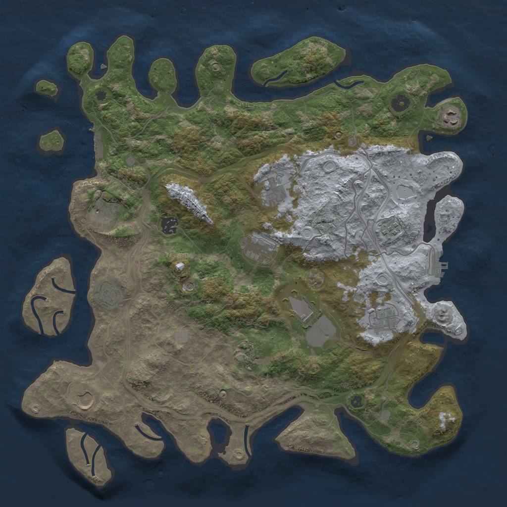 Rust Map: Procedural Map, Size: 4300, Seed: 895693677, 20 Monuments