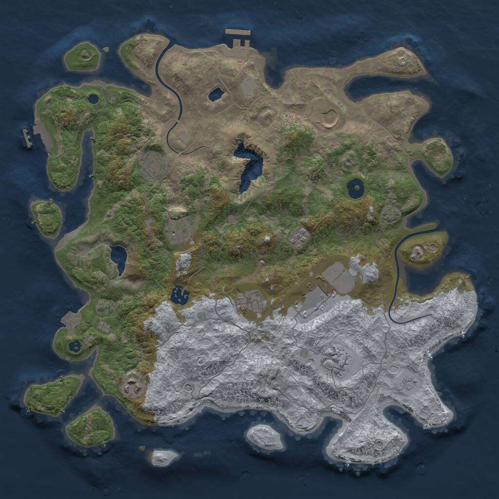 Rust Map: Procedural Map, Size: 4000, Seed: 288549, 15 Monuments