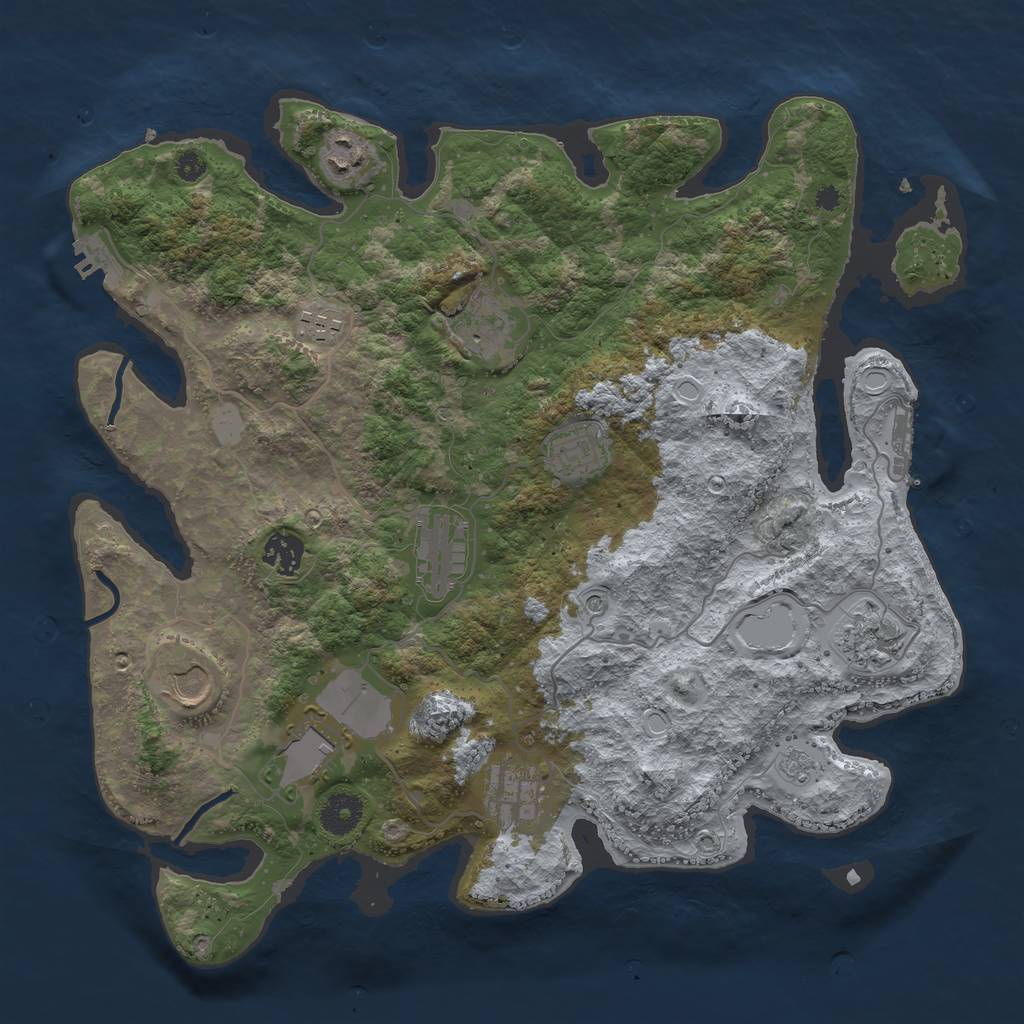 Rust Map: Procedural Map, Size: 3700, Seed: 302575221, 19 Monuments