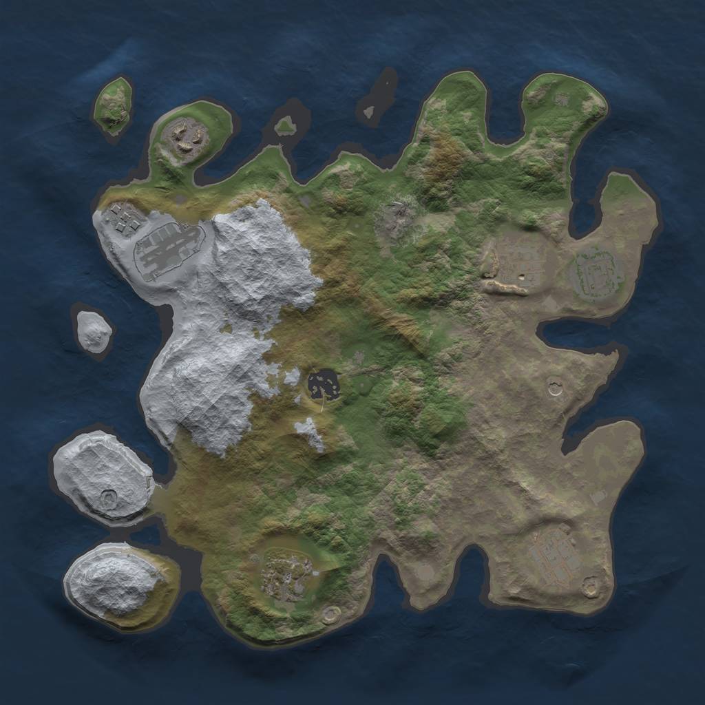 Rust Map: Barren, Size: 3200, Seed: 12345, 11 Monuments