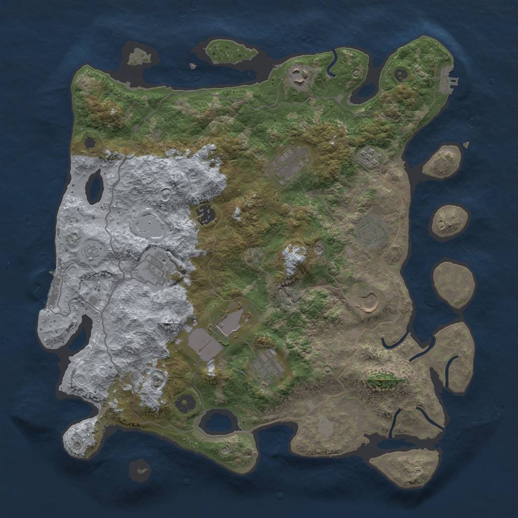 Rust Map: Procedural Map, Size: 4000, Seed: 330521, 18 Monuments