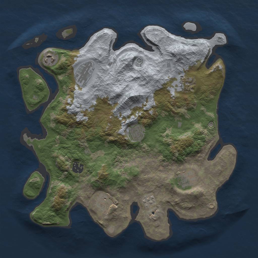 Rust Map: Barren, Size: 3333, Seed: 123412, 11 Monuments
