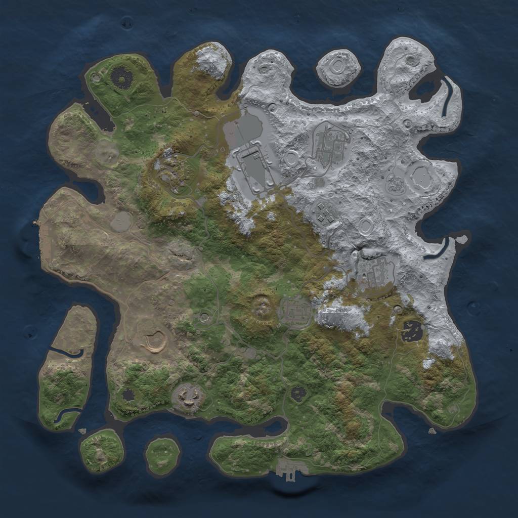 Rust Map: Procedural Map, Size: 3500, Seed: 776411079, 18 Monuments