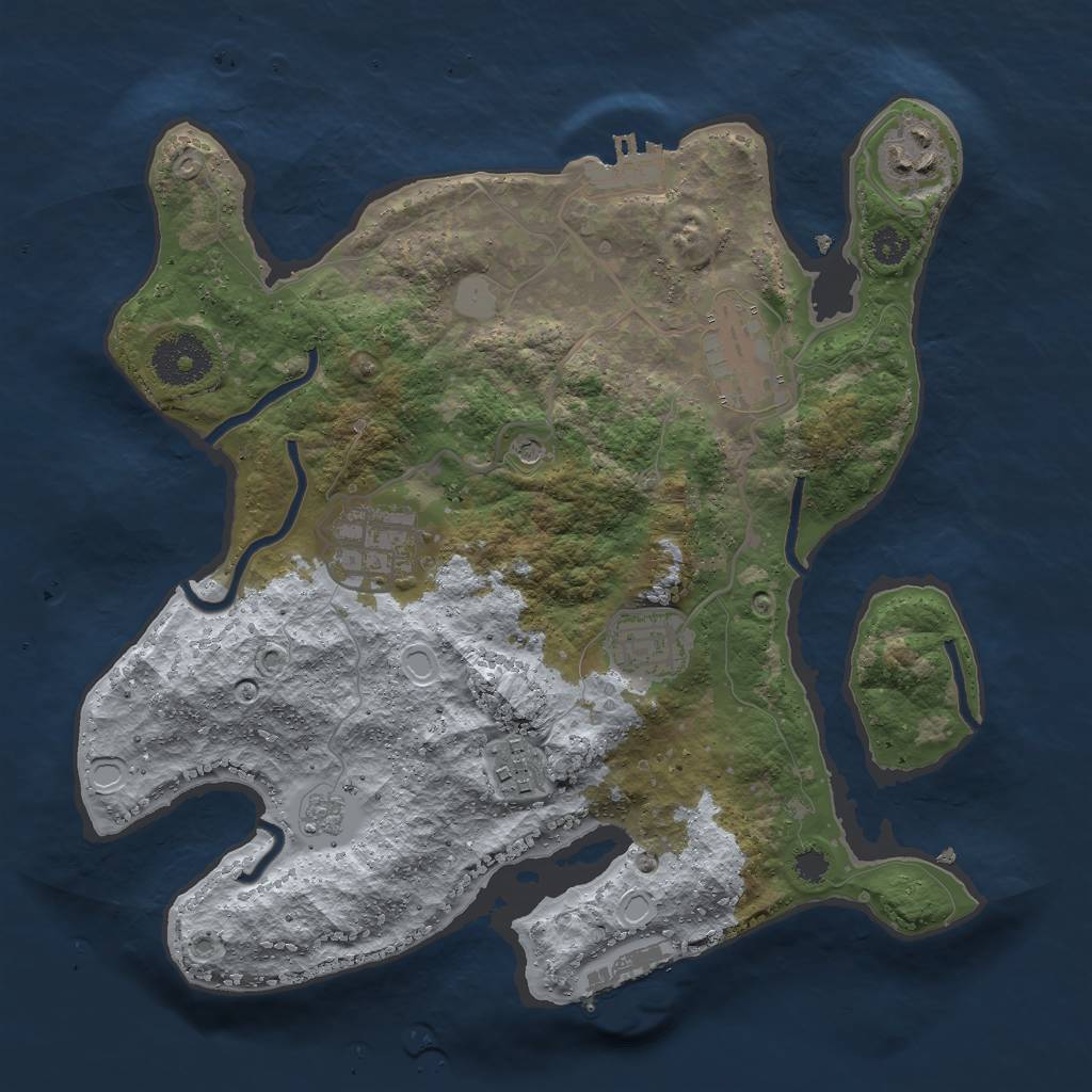 Rust Map: Procedural Map, Size: 3000, Seed: 999999, 14 Monuments