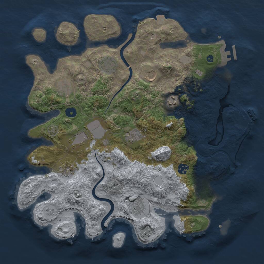 Rust Map: Procedural Map, Size: 3700, Seed: 219647901, 16 Monuments
