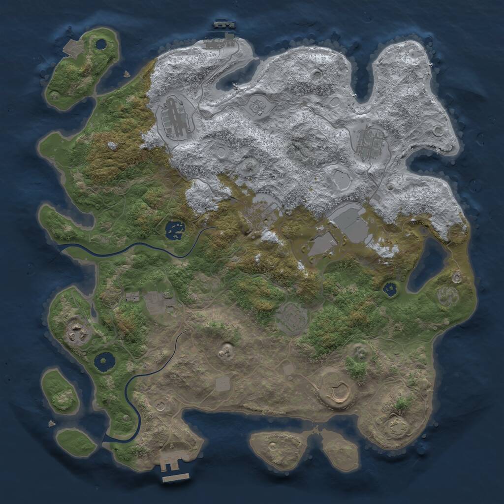 Rust Map: Procedural Map, Size: 3800, Seed: 4031981, 15 Monuments
