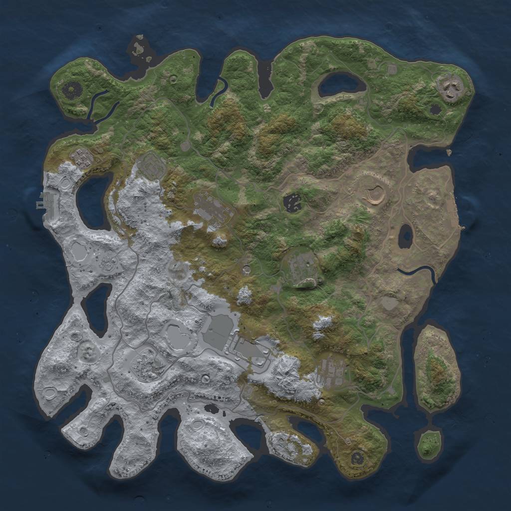Rust Map: Procedural Map, Size: 4000, Seed: 707098, 19 Monuments