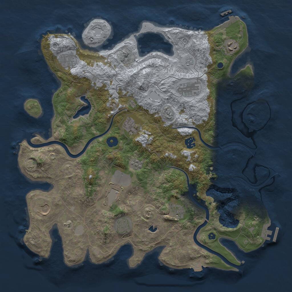 Rust Map: Procedural Map, Size: 4000, Seed: 738860, 16 Monuments