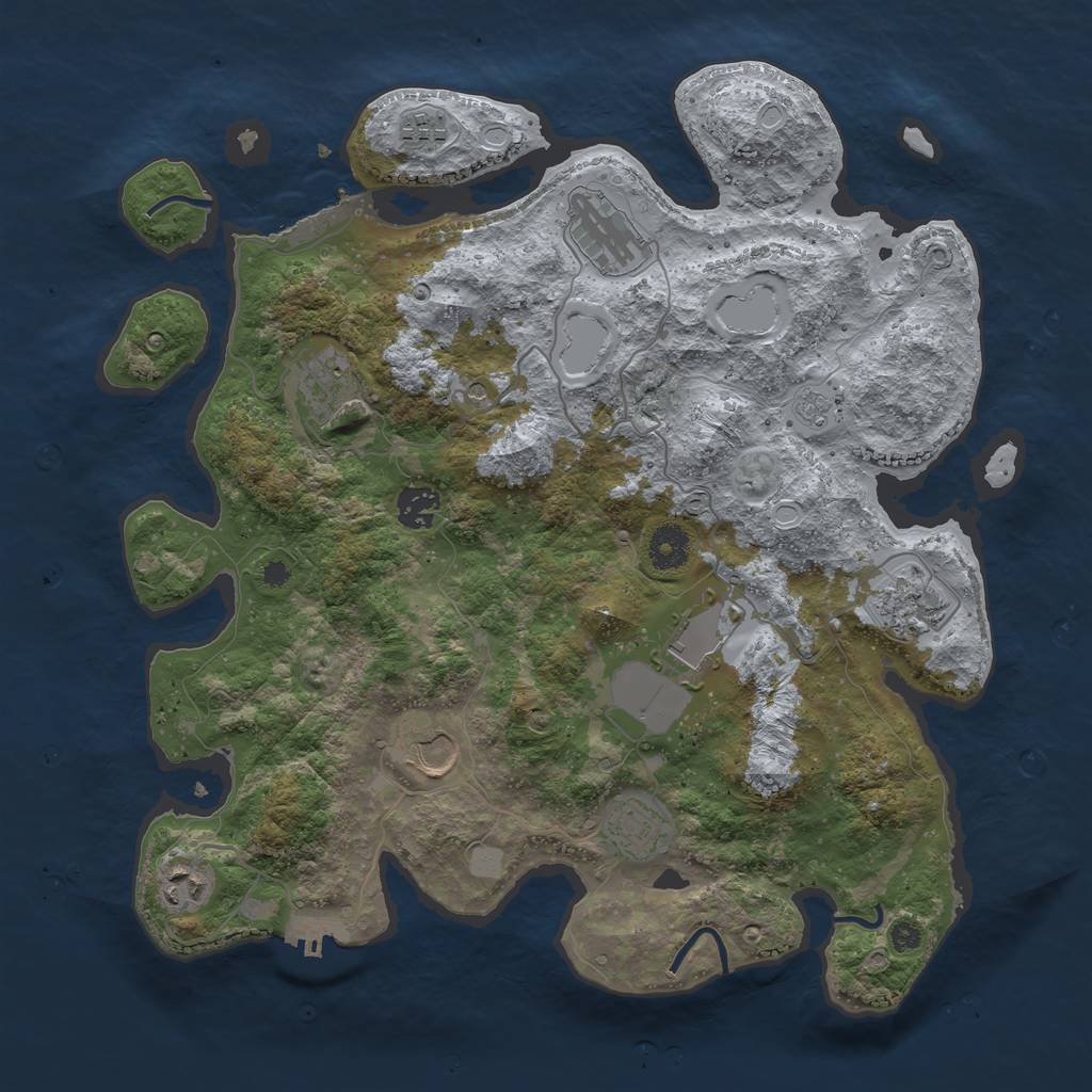 Rust Map: Procedural Map, Size: 3750, Seed: 259123634, 18 Monuments