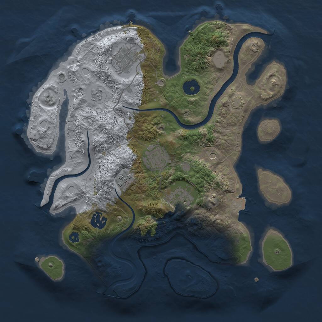 Rust Map: Procedural Map, Size: 3000, Seed: 2052515813, 9 Monuments