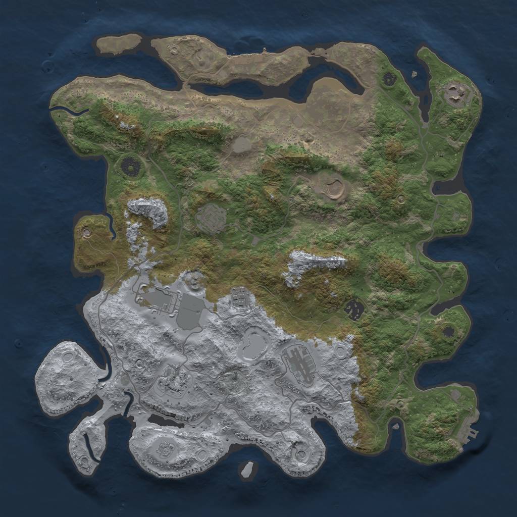 Rust Map: Procedural Map, Size: 4000, Seed: 535518, 17 Monuments