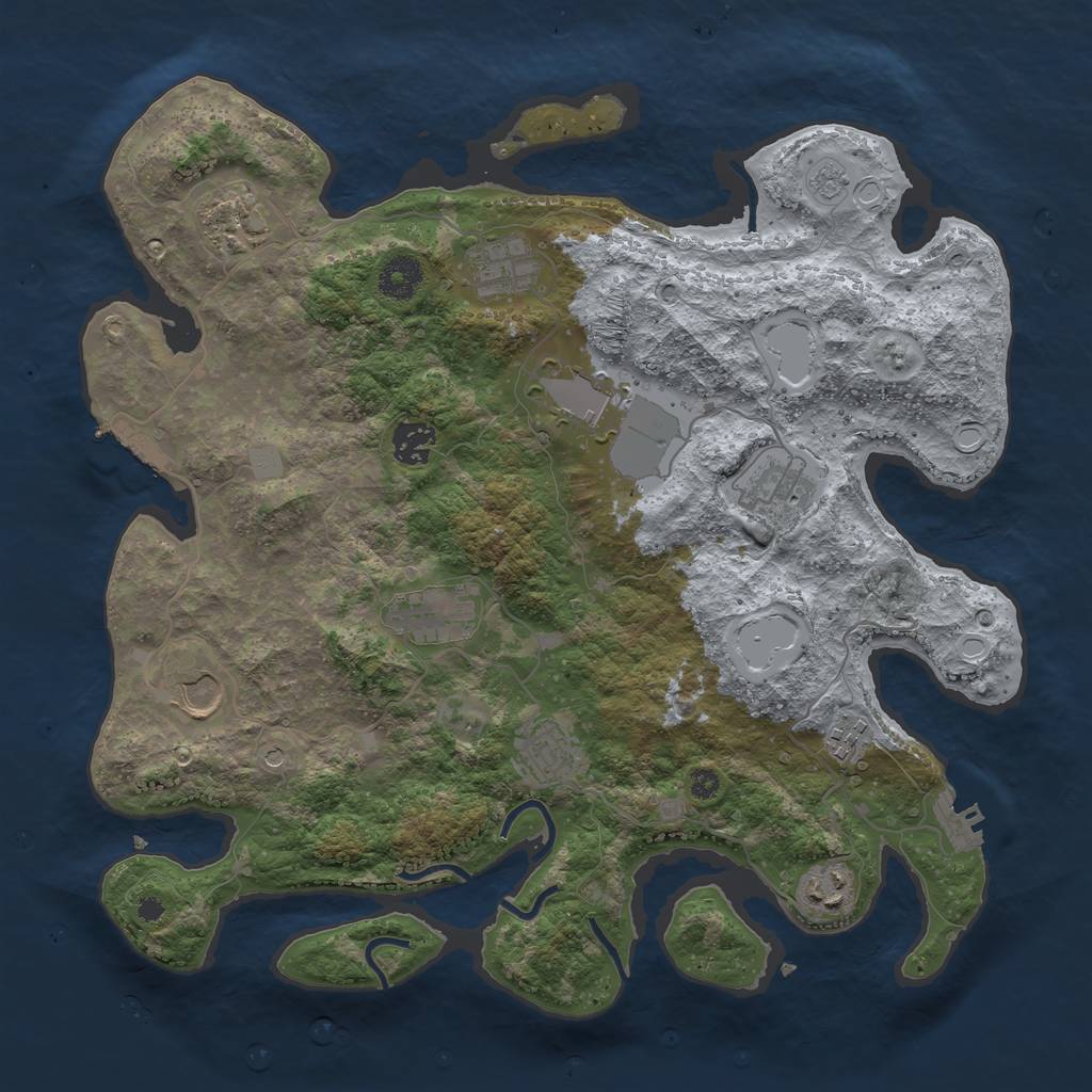 Rust Map: Procedural Map, Size: 3700, Seed: 1929300348, 19 Monuments