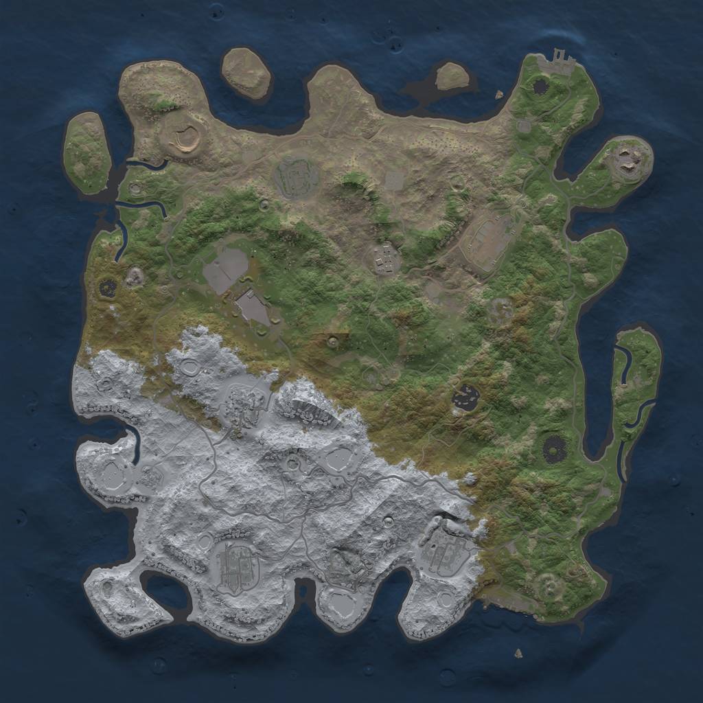 Rust Map: Procedural Map, Size: 4000, Seed: 1626, 19 Monuments