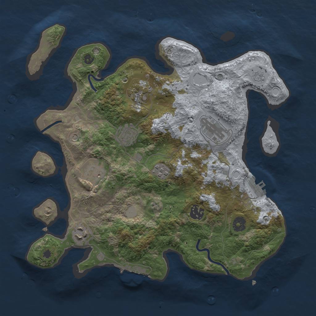 Rust Map: Procedural Map, Size: 3250, Seed: 123, 16 Monuments