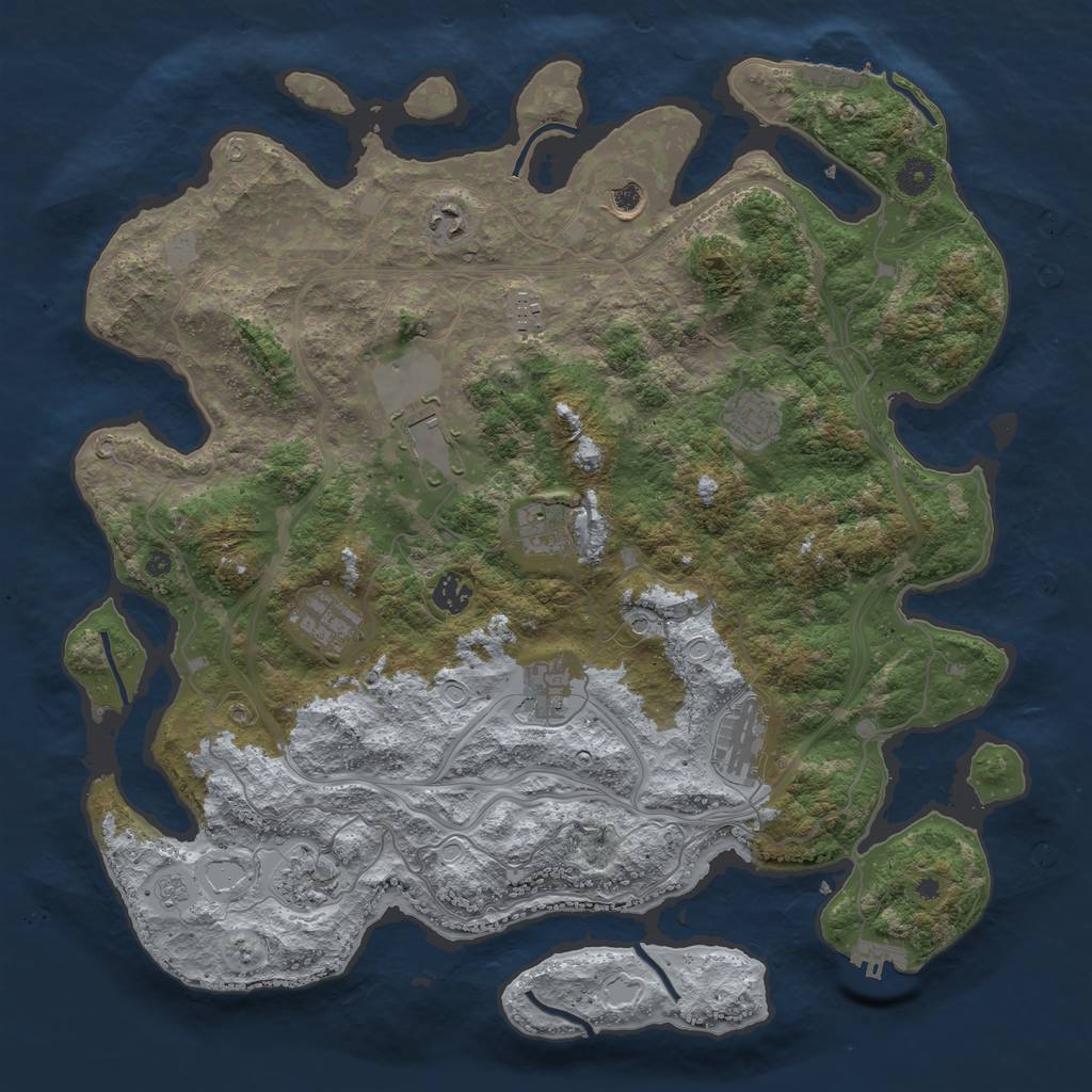 Rust Map: Procedural Map, Size: 4250, Seed: 752800836, 20 Monuments