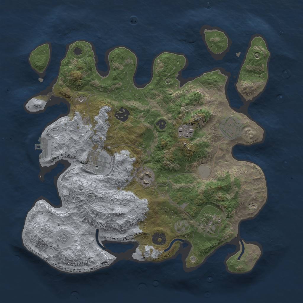 Rust Map: Procedural Map, Size: 3250, Seed: 30035, 14 Monuments