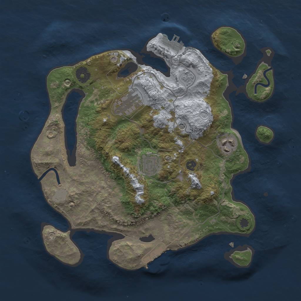 Rust Map: Procedural Map, Size: 3000, Seed: 1916748565, 12 Monuments