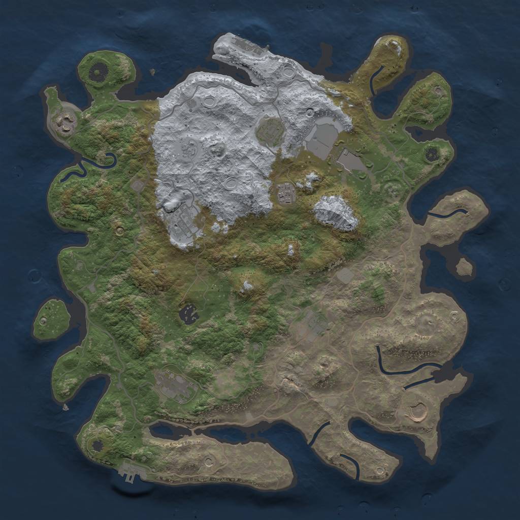 Rust Map: Procedural Map, Size: 4000, Seed: 1837176980, 18 Monuments