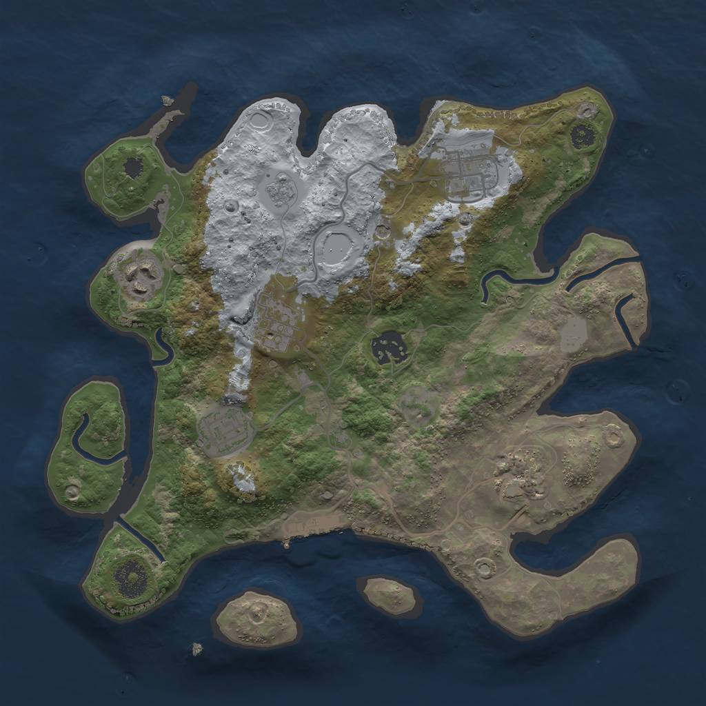 Rust Map: Procedural Map, Size: 3000, Seed: 647030, 14 Monuments