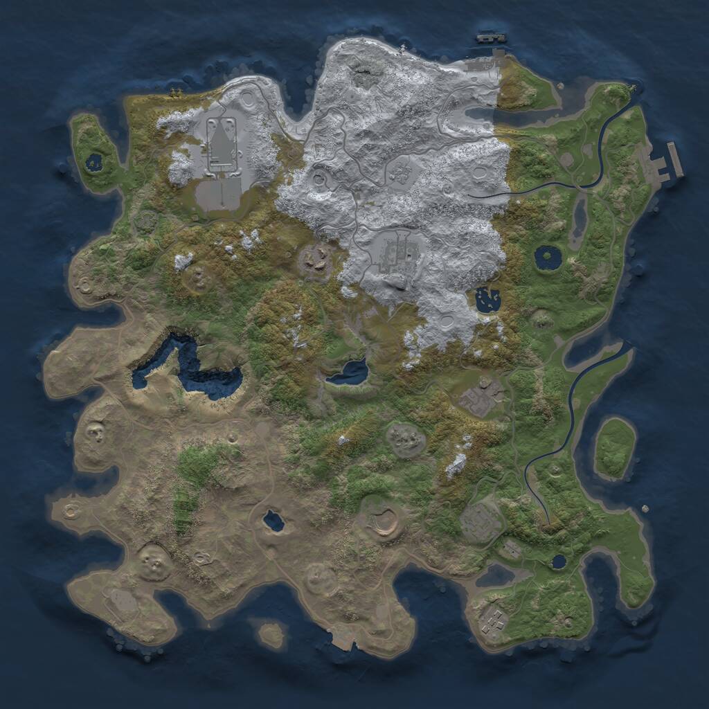 Rust Map: Procedural Map, Size: 4000, Seed: 512456, 14 Monuments