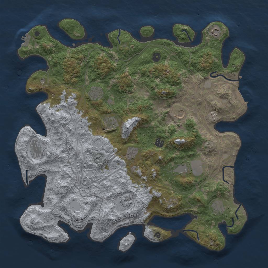 Rust Map: Procedural Map, Size: 4500, Seed: 854238565, 20 Monuments