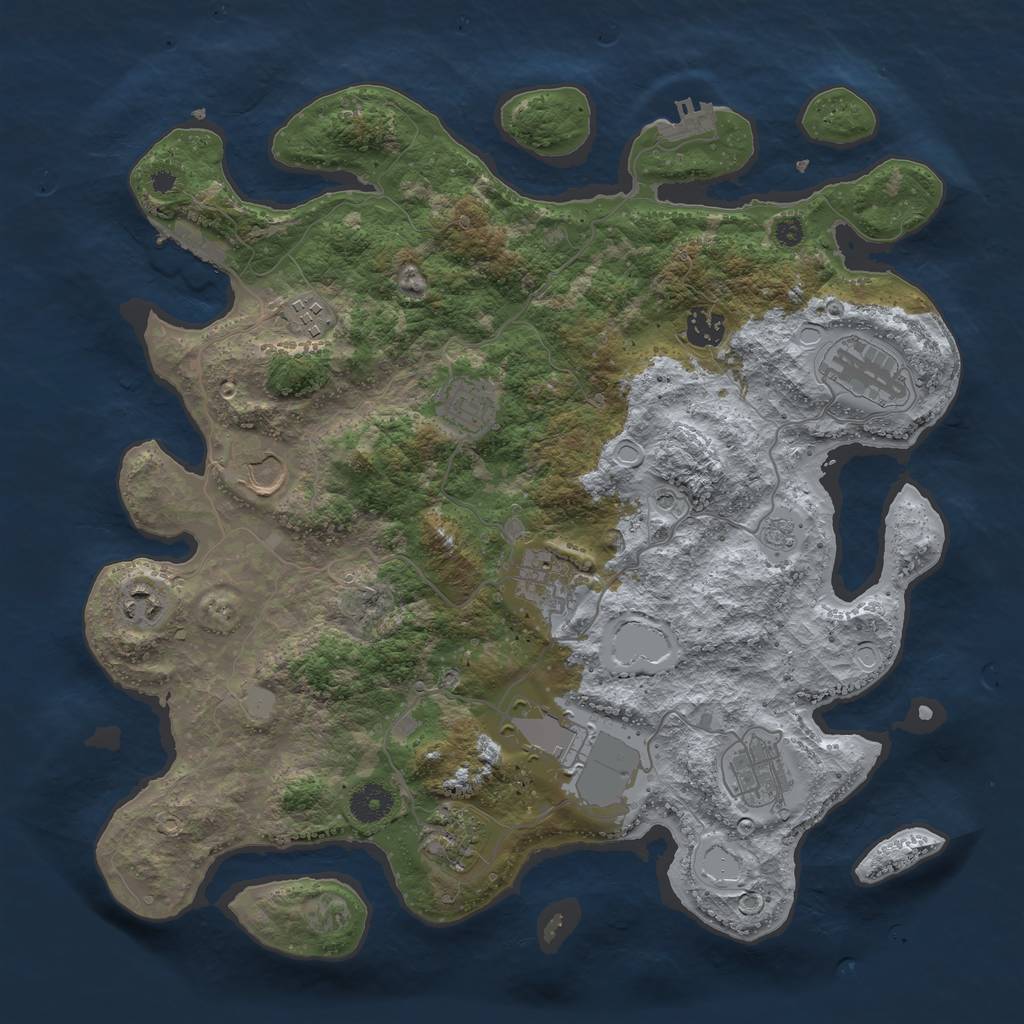 Rust Map: Procedural Map, Size: 3800, Seed: 21256896, 19 Monuments