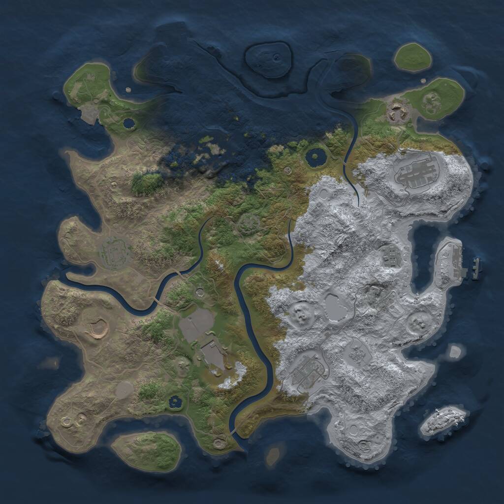Rust Map: Procedural Map, Size: 3800, Seed: 21256896, 14 Monuments