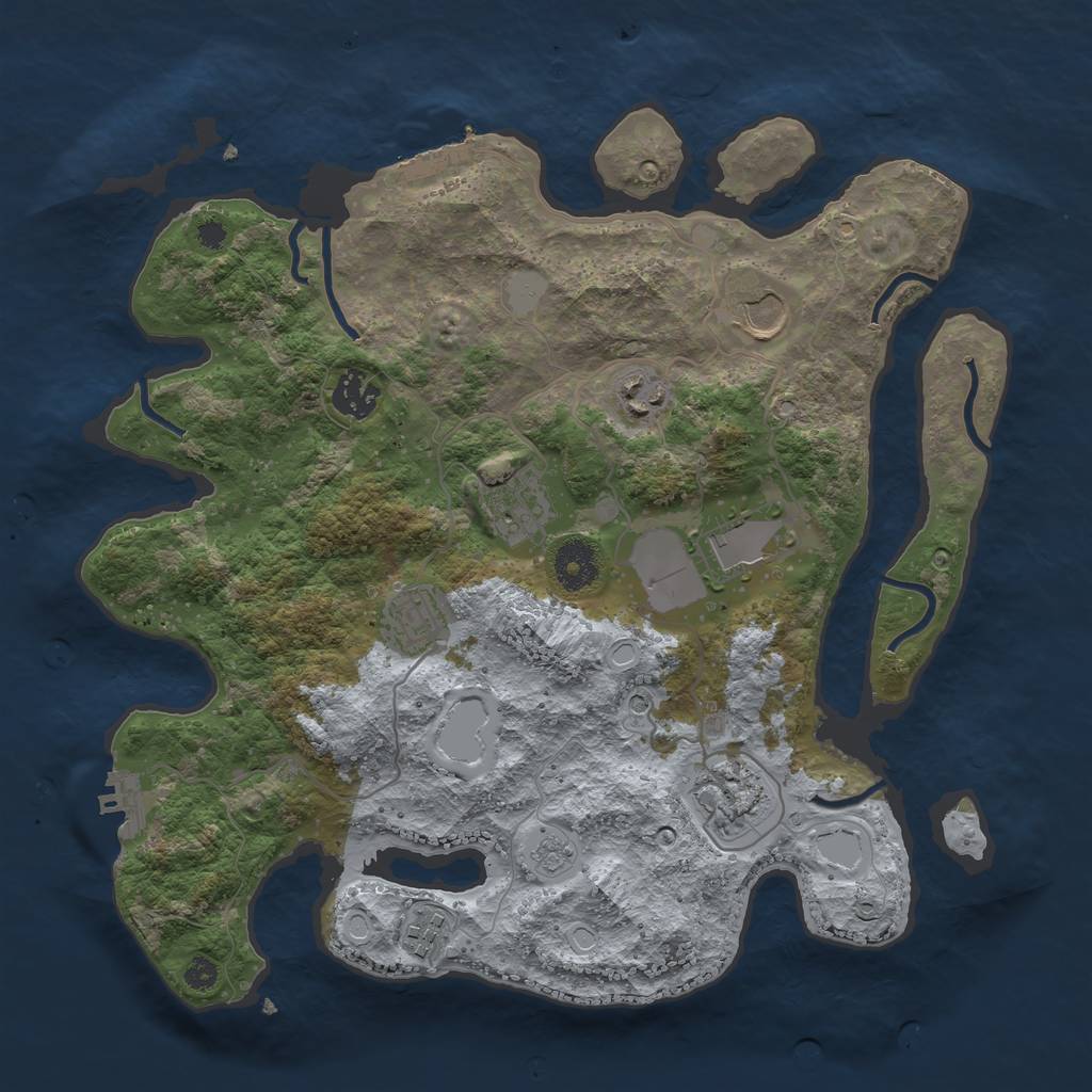 Rust Map: Procedural Map, Size: 3500, Seed: 45642234, 17 Monuments