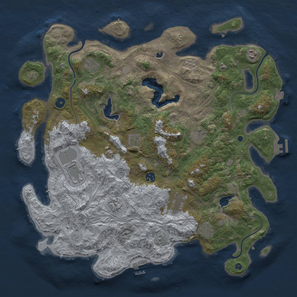Rust Map: Procedural Map, Size: 4500, Seed: 265842556, 16 Monuments