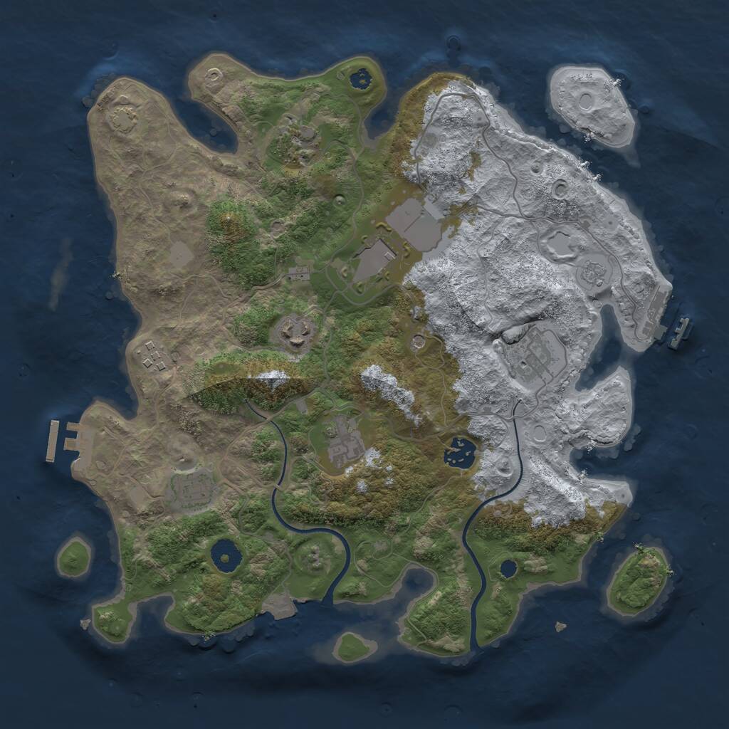 Rust Map: Procedural Map, Size: 3500, Seed: 26303, 14 Monuments