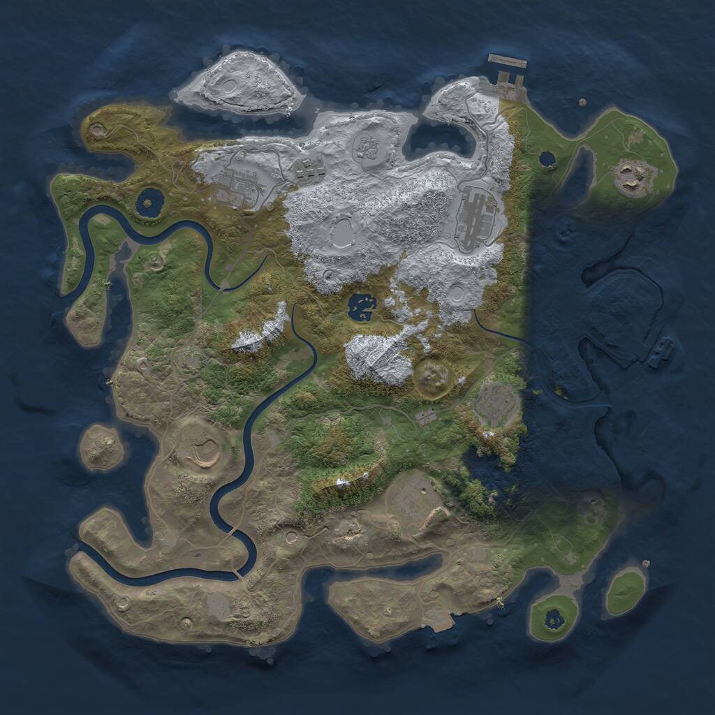Rust Map: Procedural Map, Size: 3725, Seed: 1755095666, 14 Monuments