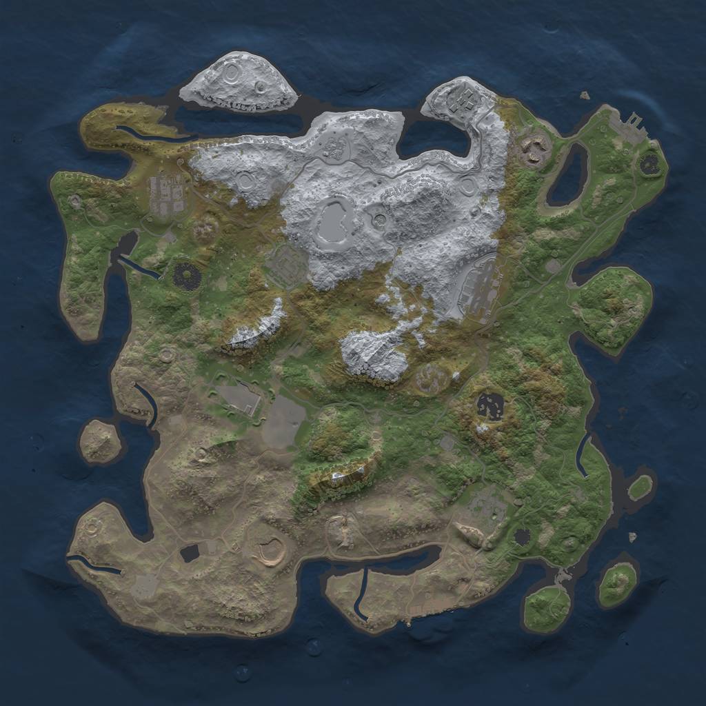 Rust Map: Procedural Map, Size: 3725, Seed: 1755095666, 18 Monuments